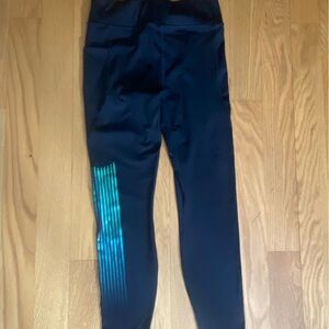 Black Leggings with Blue Stripe